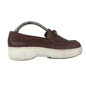 Dockers Khakis Womens Brown Leather Slip On Boat Shoes Size US 7.5‎ M